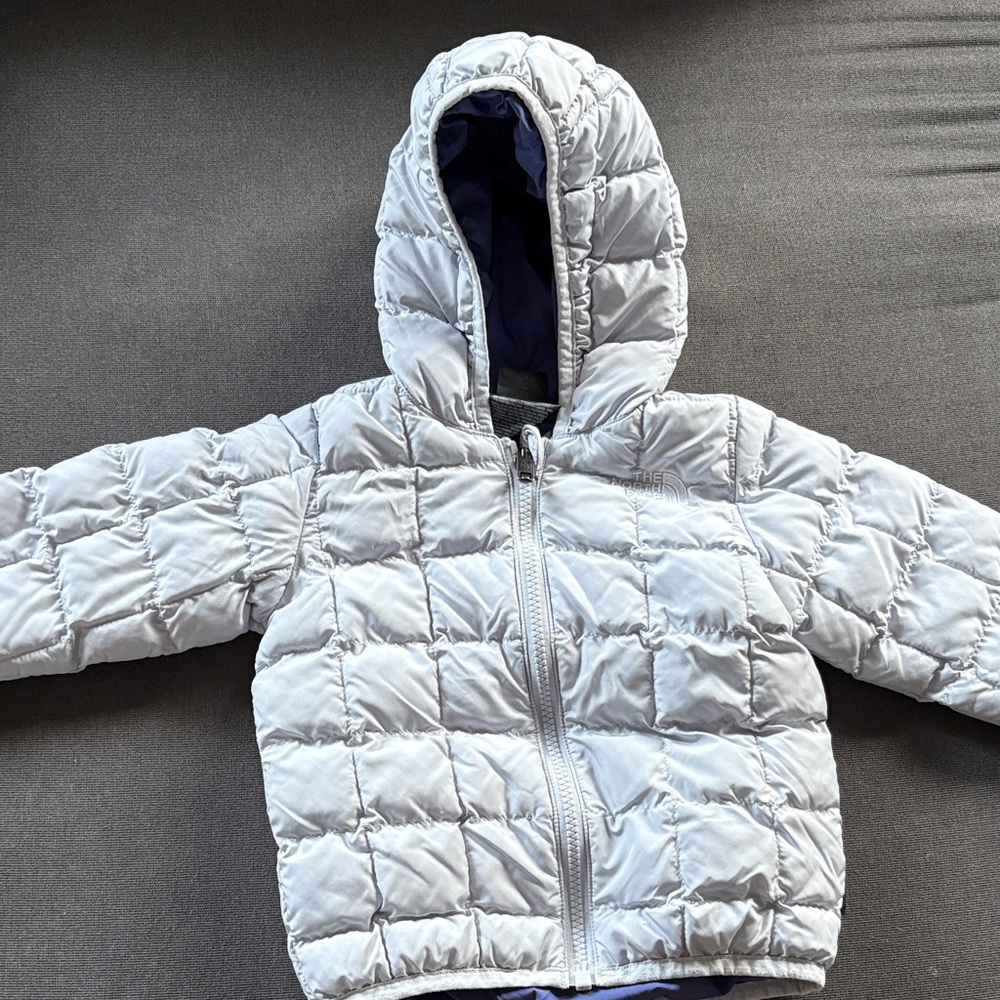 Pale Blue Quilted Hooded Jacket